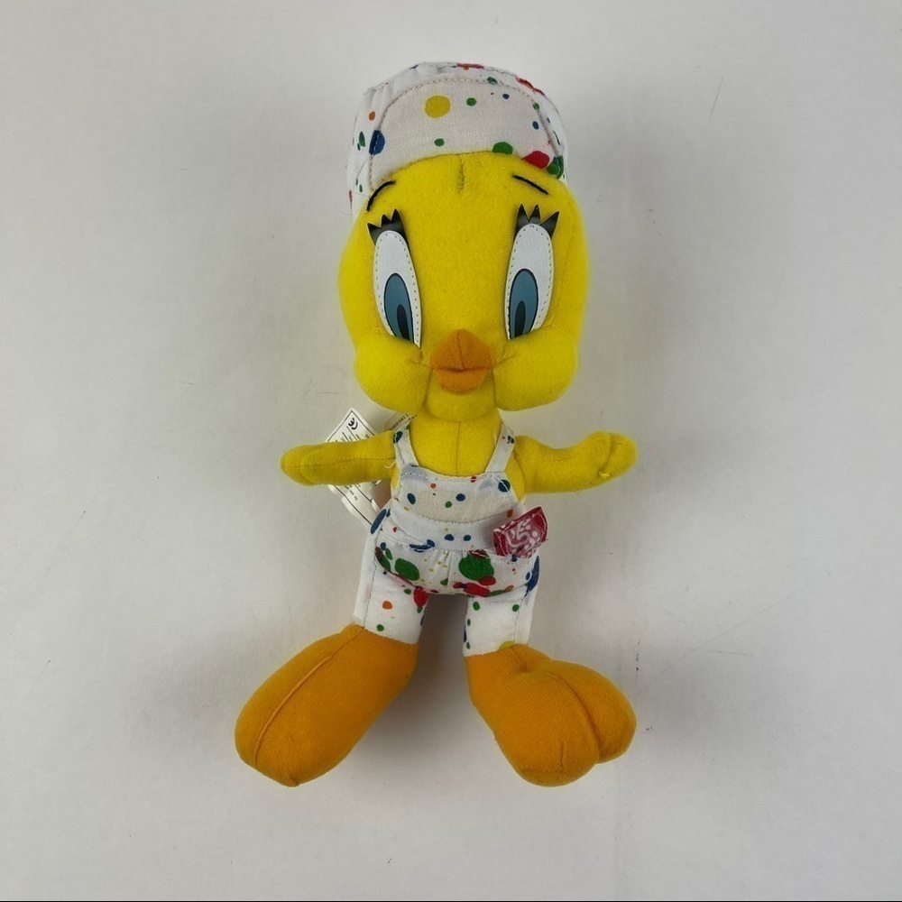 Looney Tunes Tweety Bird Stuffy White Paint Splatter 10"